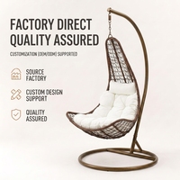 Fauteuil suspendu en rotin PE personnalisé avec support renforcé, siège balançoire en osier robuste pour projets de villégiature de luxe et de jardins