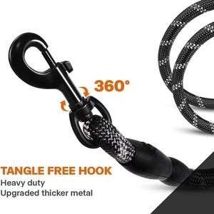 Laisse de luxe anti-emmêlement pour chien, en sangle de nylon réfléchissante de 8 mm, douce et confortable, motif à pois, style tendance, noire pour chiens - Product Image 2