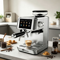 Cafetera Eléctrica Espresso Anbo de Acero Inoxidable con Molinillo Integrado, Automática, 20 Bares de Presión, para Uso Doméstico