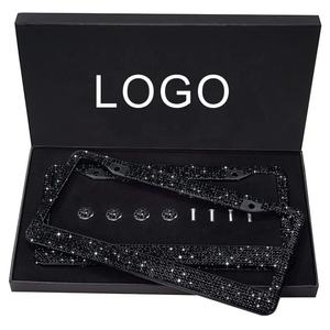Groothandel Top Grade Rvs Black Crystal Bling Strass Auto Nummerplaat Frame Met Geschenkdoos - Product Image 1