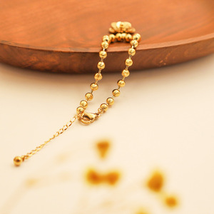 Floral Beaded <b>Chain</b> <b>Titanium</b> Steel Bracelet For Women 18K Gold Plated Lucky Charm Gift Jewelry - Product Image 1