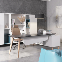 Meubles de bureau Table de direction de luxe Design de maison bureau d'ordinateur moderne en forme de L or blanc luxe bureau de direction