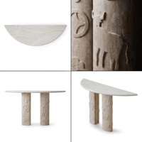 Console moderne en travertin naturel, imperméable, avec pieds sculptés en relief, pour villa, hôtel, salle à manger, entrée, couloir, taille personnalisée