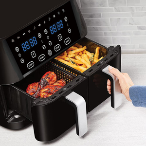 Friteuse à double air 9L-2x4,5 L avec double panier sans huile et affichage à LED Huile saine Double friteuse gratuite - Product Image 3