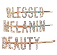Pince à cheveux personnalisée en aluminium avec lettres en résine, strass argentés et cristaux dorés, pour mariages et fêtes, DIY