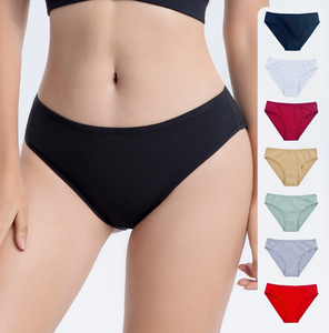 Braguitas de Algodón al por Mayor para Mujer, Cintura Media, Color Sólido, Albaricoque/Azul/Rojo/Negro/<span class=keywords><strong>Blanco</strong></span>, Tallas M-L-XL, Stock al por Mayor - Product Image 1