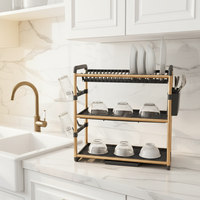 Étagère de rangement pour assiettes, égouttoir à vaisselle 3 niveaux pour cuisine au-dessus de l'évier