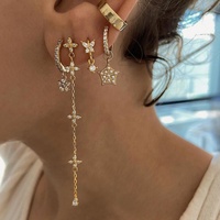 Milskye Valentinstag Ohrringe S925 Silber 18 Karat vergoldet Zirkon Blume lange Kette Tropfen baumeln Ohrringe