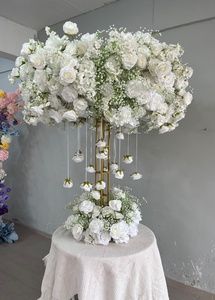 Centre de table de mariage de luxe en crème et blanc, rose et hortensia, fait main, réaliste, bouquet de mariée DIY, décorations de table, décor de table - Product Image 3