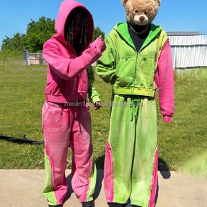 Custom Tracksuits Manufacturer Detachable Acid Wash Zip up Hoodies and Wide Leg Baggy Sweatpants Two Piece <b>Jogging</b> <b>Suit</b> for Men - Product Image 1