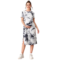 Nouvelles Robes d'été grande taille pour femmes enceintes, vente en gros, t-shirt tie-dye à manches courtes et robes unies à ourlet fendu