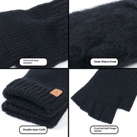 Automne hiver tricoté demi-doigts gants tricotés acrylique pour étudiants résistant au froid épaissi pour l'écriture conduite transfrontalière