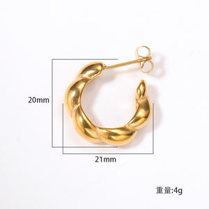 Coréen chic rétro mode lumière luxe petite dentelle torsion titane acier boucles d'oreilles personnalité tempérament tout assorti - Product Image 4