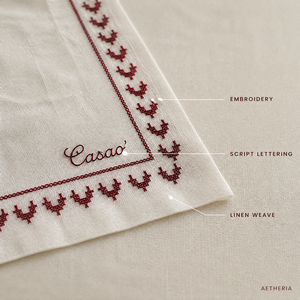 Serviettes en lin brodées effet point de croix, décoratives pour mariage, motif floral, aspect fait main, fournitures en gros pour dîner - Product Image 2