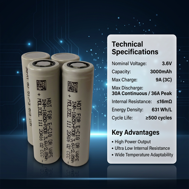 Original Molicel 18650 P30B Battery 3.7v 3000mah High Discharge Rate Inr18650 Li Ion Cell