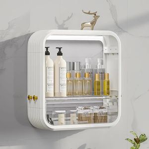 <span class=keywords><strong>2</strong></span>/<span class=keywords><strong>3</strong></span>/4レイヤー壁に取り付けられたプラスチック製収納棚キッチン浴室用洗面所防水化粧用スキンケア化粧品整理箱 - Product Image 6