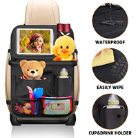 Lot de 2 organiseurs de siège arrière de voiture en cuir pour enfants avec plateau pliable, grandes poches pour les essentiels de voyage