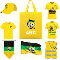 Fournisseur professionnel de marchandises électorales ANC en Afrique du Sud, bannière, drapeau, chapeau, t-shirt, articles de campagne personnalisés imprimés