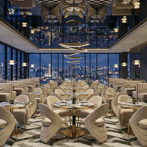 Mesa de comedor de <span class=keywords><strong>restaurante</strong></span> de lujo QIANCHENG, fabricación moderna redonda, juego de comedor interior blanco chapado en oro, muebles de <span class=keywords><strong>Restaurante</strong></span> - Product Image 4