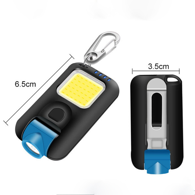 Portable Mini LED COB Headlight 6 Modes Keychain Flashlights USB Rechargeable Adjustable Clip for Working Cycling Running