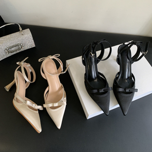Sandalias de Punta Puntiaguda para Mujer, Zapatos Elegantes de Tacón Medio, Moda Sexy, Primavera 2024, Nuevas, de Diseñador, para Fiesta, Caminar, Zapatos Mujer - Product Image 1