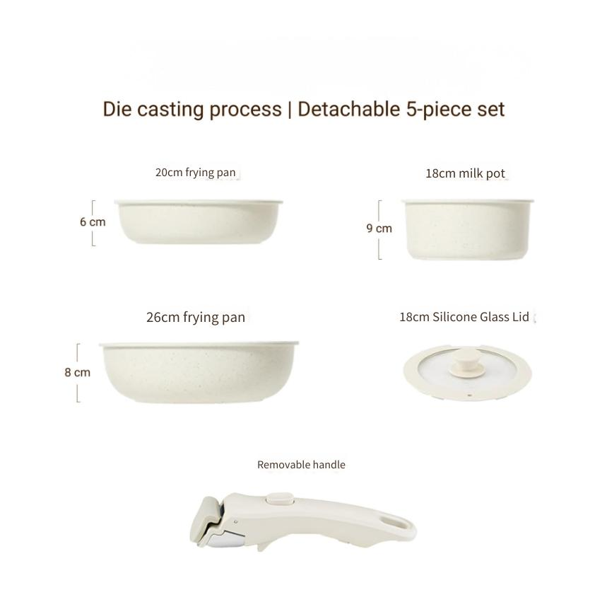 juego de utensilios de cocina blanco de 5 piezas