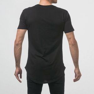 Camiseta de palangre Lisa personalizada en blanco de algodón 100%, camiseta ajustada para hombre, dobladillo Curvo - Product Image 6