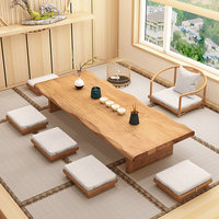 Table basse en bois massif de style japonais avec chaise, personnalisable, assemblage requis, pour balcon et salle de thé