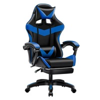 Chaise de jeu ergonomique avec repose-pieds chaise d'ordinateur en cuir à dossier haut réglable pour les jeux de bureau à domicile