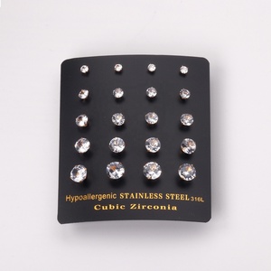 Boucles d'oreilles en acier inoxydable plaqué or 18 carats avec zircon cubique, style simple et élégant, pour femmes - Product Image 2