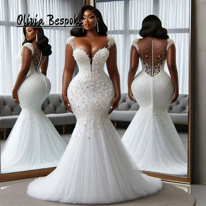 Vestidos de Novia de Sirena Aso Ebi Únicos para Novia, con Cuentas de Lujo, Cristal, <span class=keywords><strong>Vestido</strong></span> de Novia Africano, Vestidos de Novia 2025 Personalizados - Product Image 4
