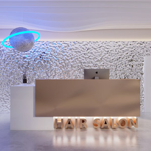 Modern <b>Reception</b> <b>Desk</b> Front Counter for <b>Salon</b> Office Lobby Service <b>Desk</b> with Stone Texture Background - Product Image 2