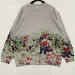 Pull-over en tricot personnalisé grande taille pour hommes Fantastic Manor Scenery Print Sweat Pull en coton pour hommes - Product Image 3