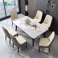 Chaises nordiques pour restaurant commercial, salle à manger moderne, ensemble de table de cuisine moderne en cuir souple de luxe, 4 chaises
