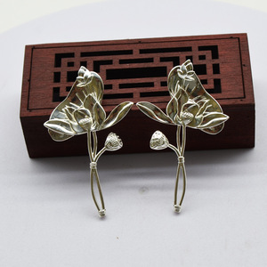 Horquilla con diseño de rama de loto, chapada en cobre, accesorio para el cabello con forma de flor, accesorio para boda - Product Image 3