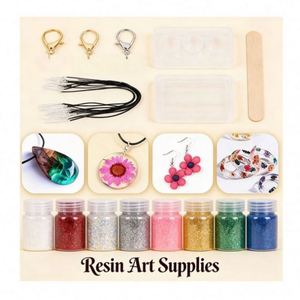 Gift Ready <b>Silicone</b> Jewelry Kit Hard Transparent Cure UV Light Molds Earrings Pendants Glitter Foil Flowers DIY Craft Supplies - Product Image 4