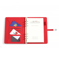 Carnet A5 populaire à vendre, logo personnalisé, deux couleurs, couverture rigide en cuir PU, 6 anneaux, carnet à feuilles mobiles
