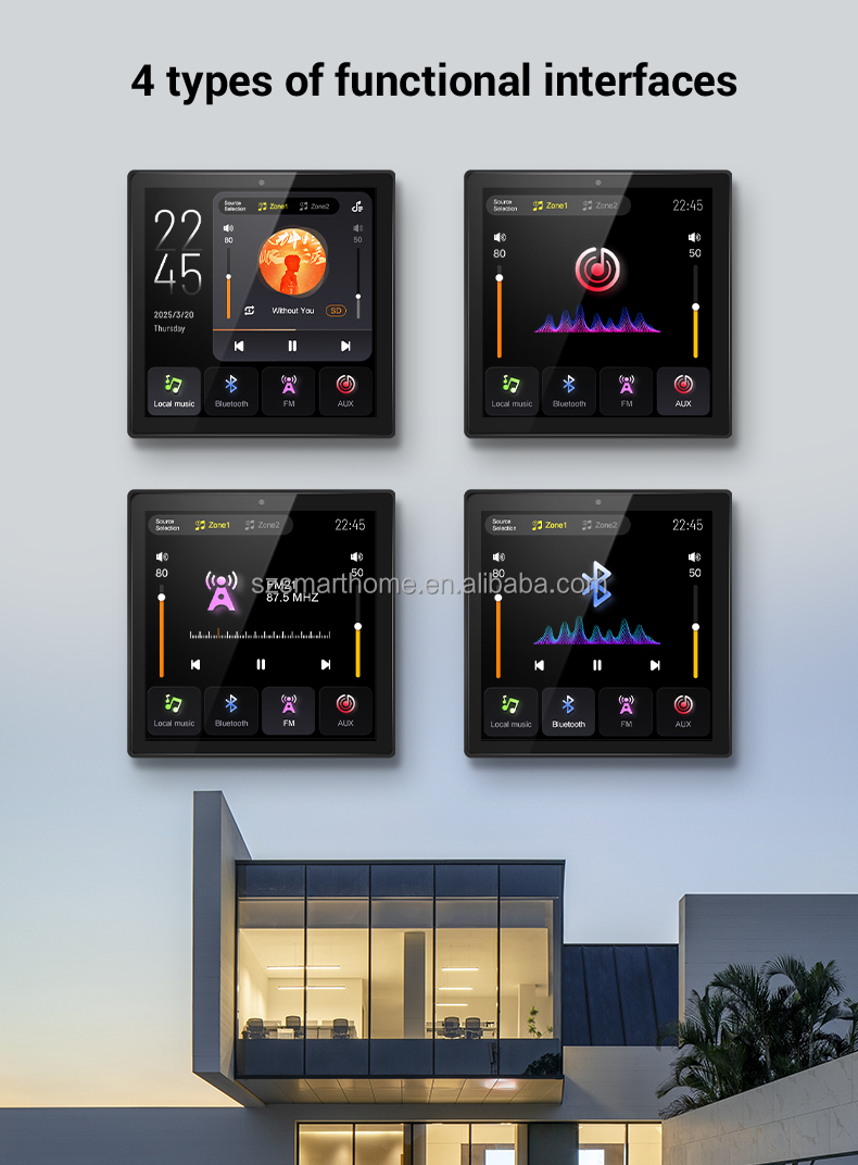 Huaxuyun 4x25W Android OS IPS Display Smart Switch Module with for Touch Control 2-Zone Background Music Player · image 3