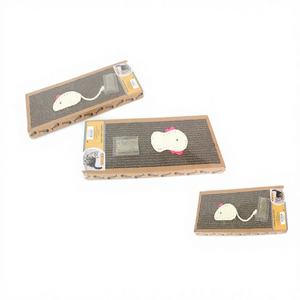 Arbre à chat en carton durable Yommy 37,5x23x3,5cm avec jouet souris motif dessin animé pour usage intérieur - Product Image 1