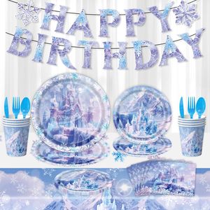 <span class=keywords><strong>Kit</strong></span> de décoration de fête d'<span class=keywords><strong>anniversaire</strong></span> thème princesse congelée avec bannière ballons gâteau Topper pics pour fournitures de célébration <span class=keywords><strong>reine</strong></span> <span class=keywords><strong>des</strong></span> glaces - Product Image 1