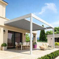 Pergola Bioclimatique Motorisée en Aluminium à Lames Orientables 6063-T5 Résistante à la Neige avec Écran Zip Extérieur et Éclairage LED Latéral pour Jardin et Piscine