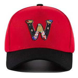 Casquette de baseball unisexe en polyester/coton, nouveau design, 26 lettres, logo personnalisé, rouge intense, visière courbée, résistante à la décoloration, style urbain - Product Image 5