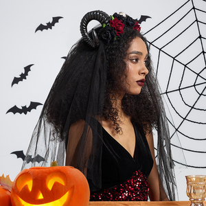 Diadema de Flores de Malla para Mujer, Estilo Horror de Halloween, para Fiestas y Bailes, de Gran Venta - Product Image 2