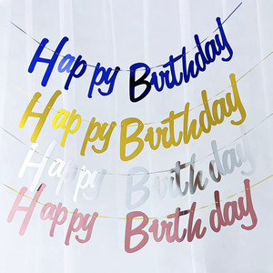 Bannière de fête d'anniversaire en gros, décoration suspendue pour fond de scène, fournitures de décoration, bannière en papier scintillante de félicitations pour anniversaire - Product Image 1