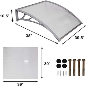 Auvent <span class=keywords><strong>de</strong></span> porte en polycarbonate, pare-pluie et pare-soleil <span class=keywords><strong>pour</strong></span> toit, avec supports arqués et <span class=keywords><strong>abri</strong></span> anti-pluie, résistant aux chocs, durable, prix abordable - Product Image 3