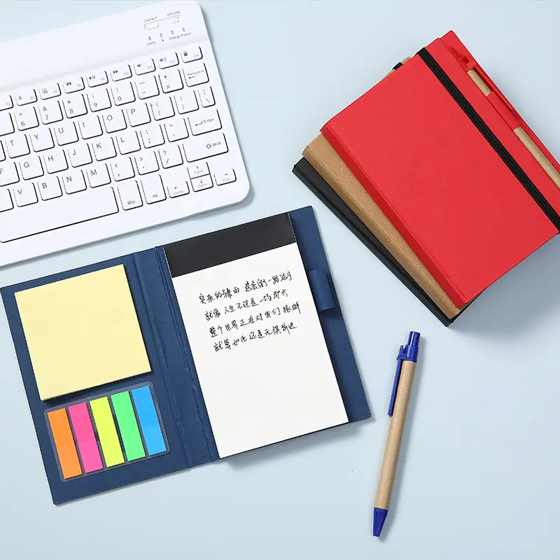 Libro de notas multifuncional, combinación de papel Kraft, libro de notas, papel de notas de negocios con bolígrafo