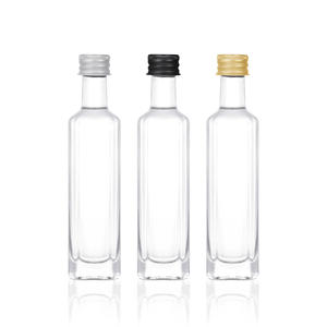 Mini Botella de Vidrio Transparente Cuadrada de 50 ml (1.5 oz) para Licor, Alcohol, Ron, Whisky, Vodka, Botella de Muestra Vacía con Tapa de Rosca - Product Image 1