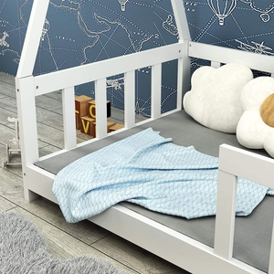 <span class=keywords><strong>Letto</strong></span> Moderno Bianco per Bambini Misura Completa 80 X 160 cm in Legno Massello con <span class=keywords><strong>Protezione</strong></span> Anticaduta - Product Image 3