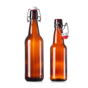 Fábrica preço 500ml âmbar cor vidro cerveja garrafa com swing top