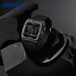นาฬิกาข้อมือผู้ชาย SMAEL 8127 ทรงสี่เหลี่ยม ดีไซน์ลำลอง ตัวเรือน ABS สาย PU พร้อมปฏิทิน จับเวลา แสดงผลเรืองแสง กันน้ำ 50 เมตร นาฬิกาอิเล็กทรอนิกส์ - Product Image 3